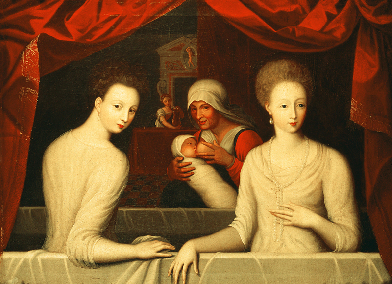 楓丹白露畫派匿名畫作《加布利埃爾和她的姊妹》（Gabrielle d＇Estrees and Her Sister, the Duchess of Villars）