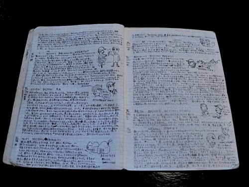 石田裕輔環遊世界時的旅行日記，上頭爬滿密密麻麻的字跡，還要預留空間畫插圖，為了節省行李空間，可得省著點用（圖：博客來OKAPI）