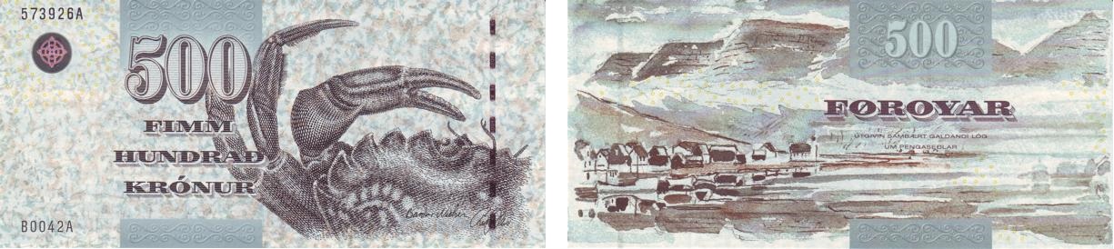 法羅群島於2002年發行的500克朗紙鈔