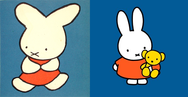 Miffy 1955年與現今的造形對比