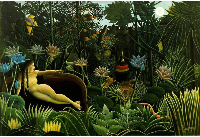 亨利．盧梭（1844-1910）的畫風以古樸與天真聞名，常描繪大自然的動植物。（圖片來源 / wiki）