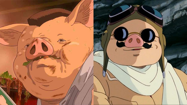 《神隱少女》（左）與《紅豬》（右）裡的豬。