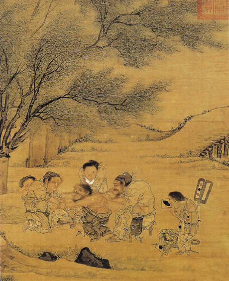 （宋）李唐／《村醫圖》就是瓜幾拉作品《村醫貓》模擬的著名宋朝風俗畫作