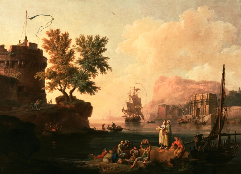 地中海的港口風光（法國畫家 Pierre-Jacques Volaire繪，1763年）