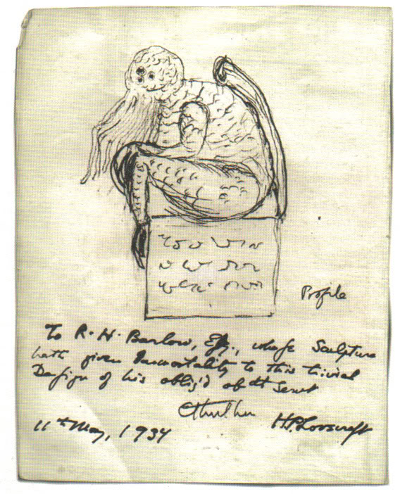洛夫克拉夫特於1934年對克蘇魯描繪的草圖（）