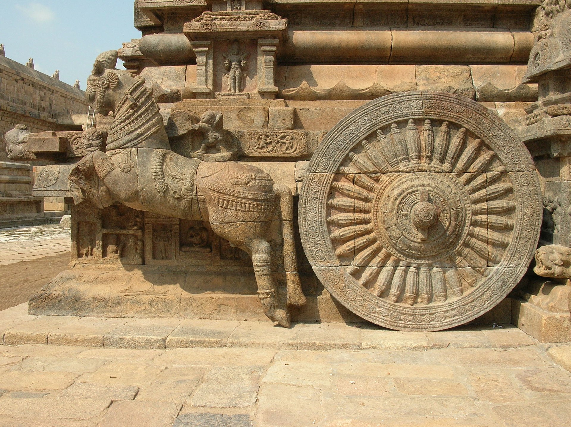 圖2：印度南部的艾拉瓦德斯瓦拉神廟［Airavatesvara Temple］，建於西元十二世紀，神廟外觀結合了古老神話中的馬戰車造型。圖片來源：Wikimedia Commons