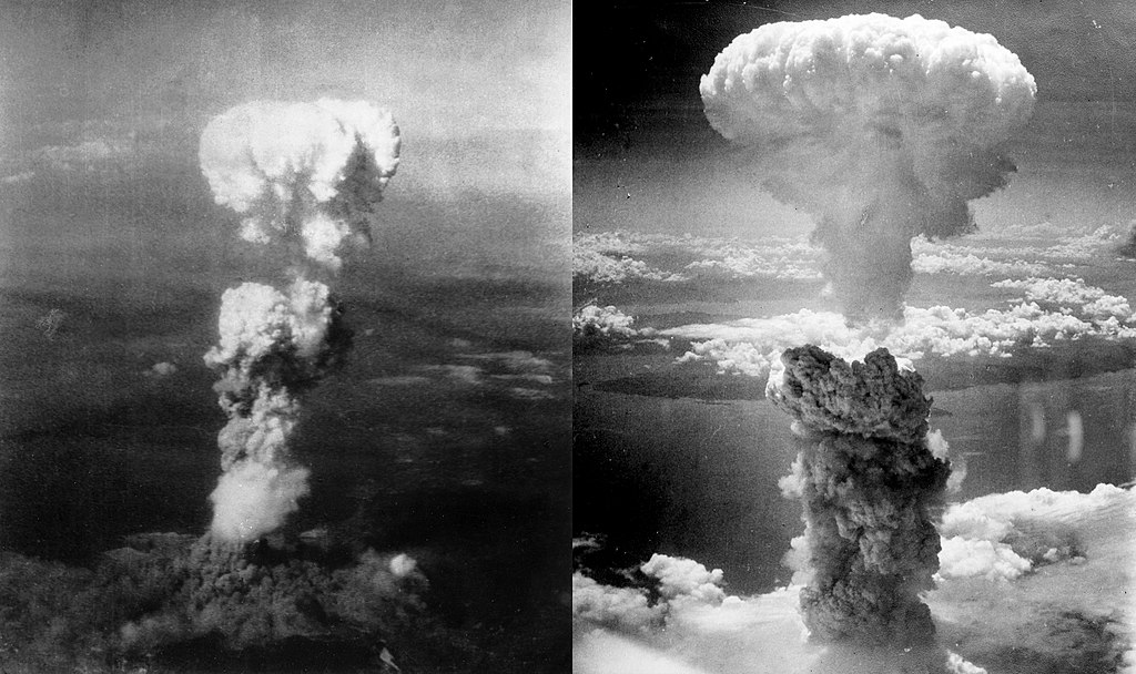 廣島（左）與長崎（右）原子彈爆炸後所產生的蕈狀雲（圖片來源/wiki）