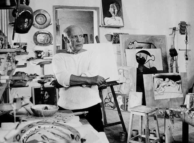 圖說 : 1953 年，畢加索在他巴黎的畫室內。