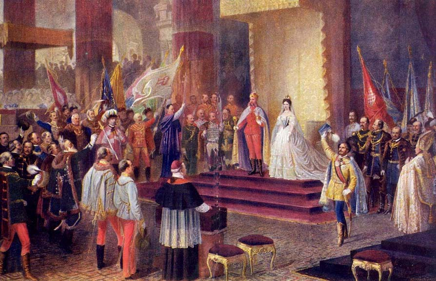 圖說：1867年哈布斯堡皇帝與匈牙利公主結婚，開啟奧匈帝國的統治，導致哈布斯堡邁向分裂（來源：維基公共資源）