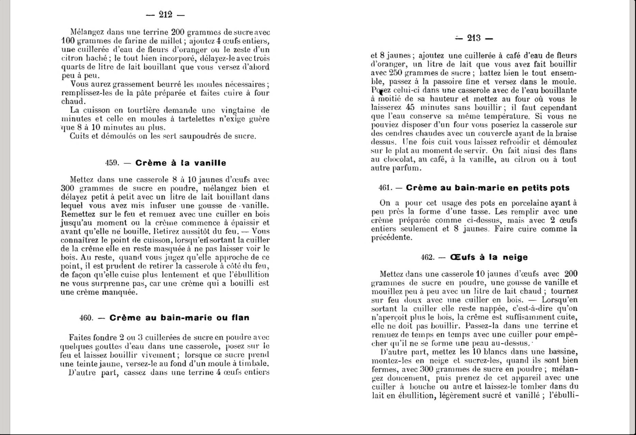 《普羅旺斯女廚師》中的「隔水烘烤法卡士達或flan」（Cr&egrave;me au bain-marie ou flan）食譜，（圖片來源：Internet Archive